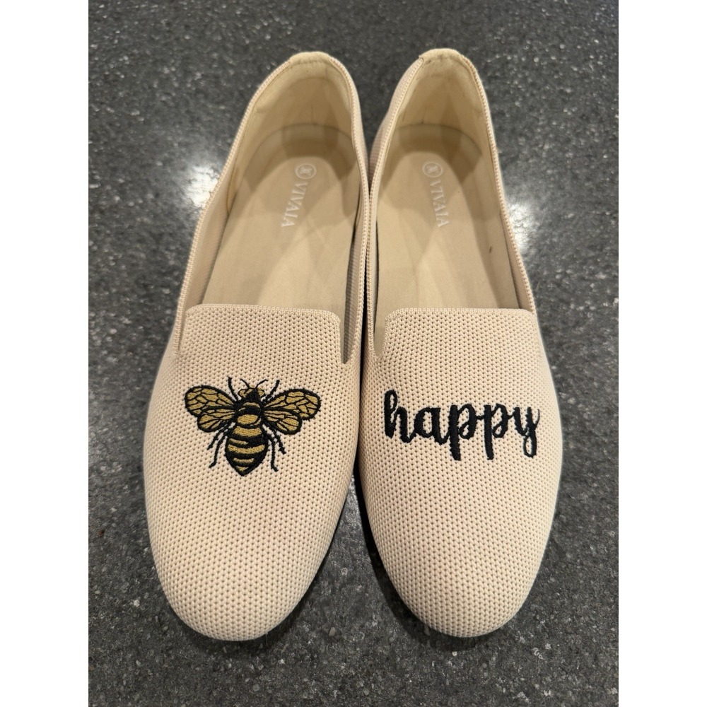 Vivaia AUDREY Style Flat w/ Bee Happy Embroidery Size 40